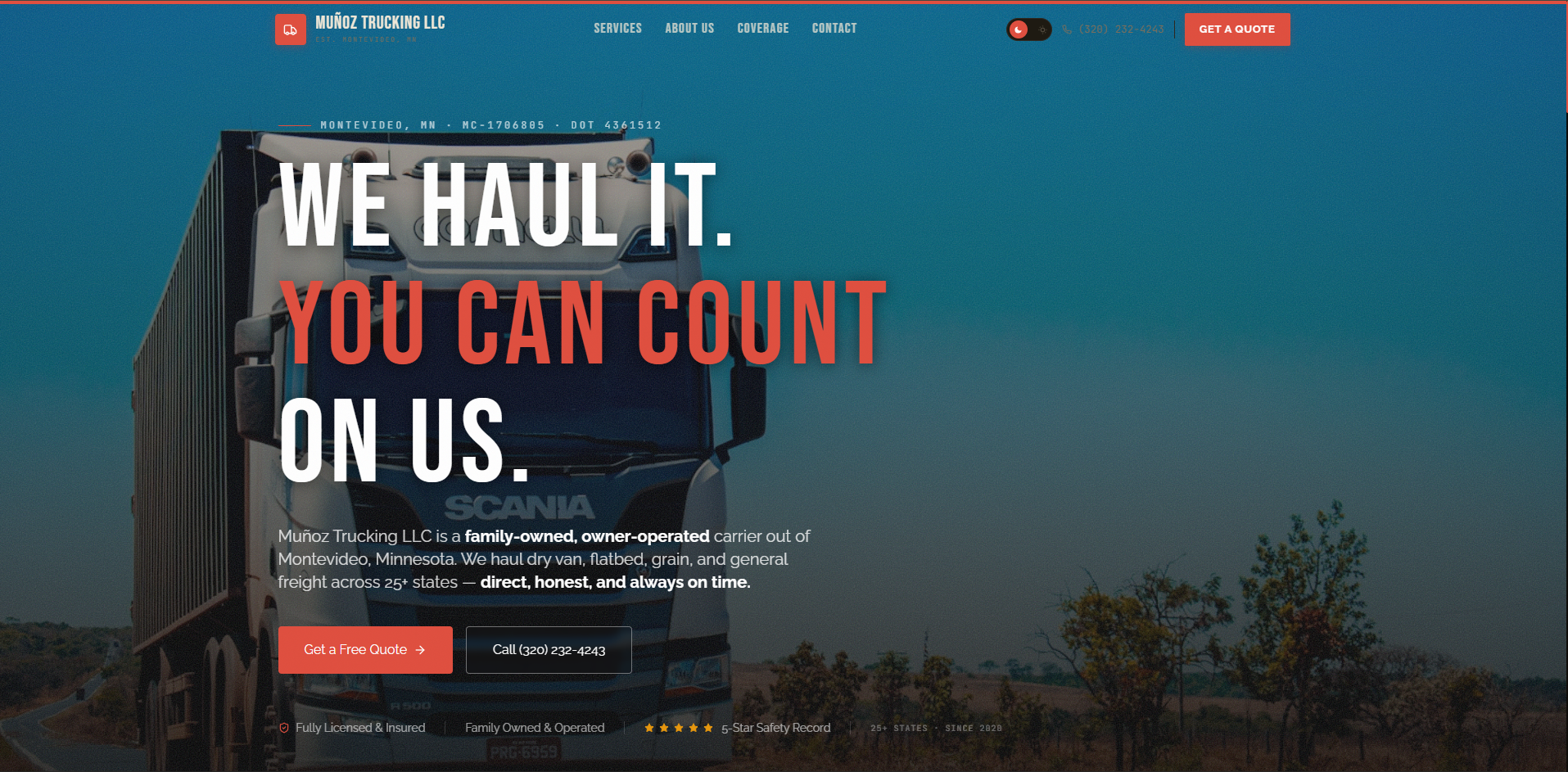 Munoz Trucking USA Website